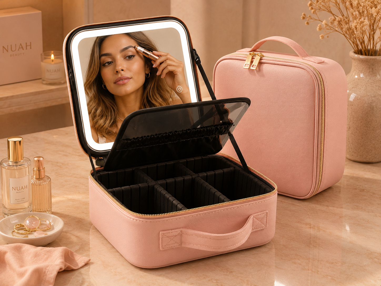 Led Mirror Cosmetic Bag
