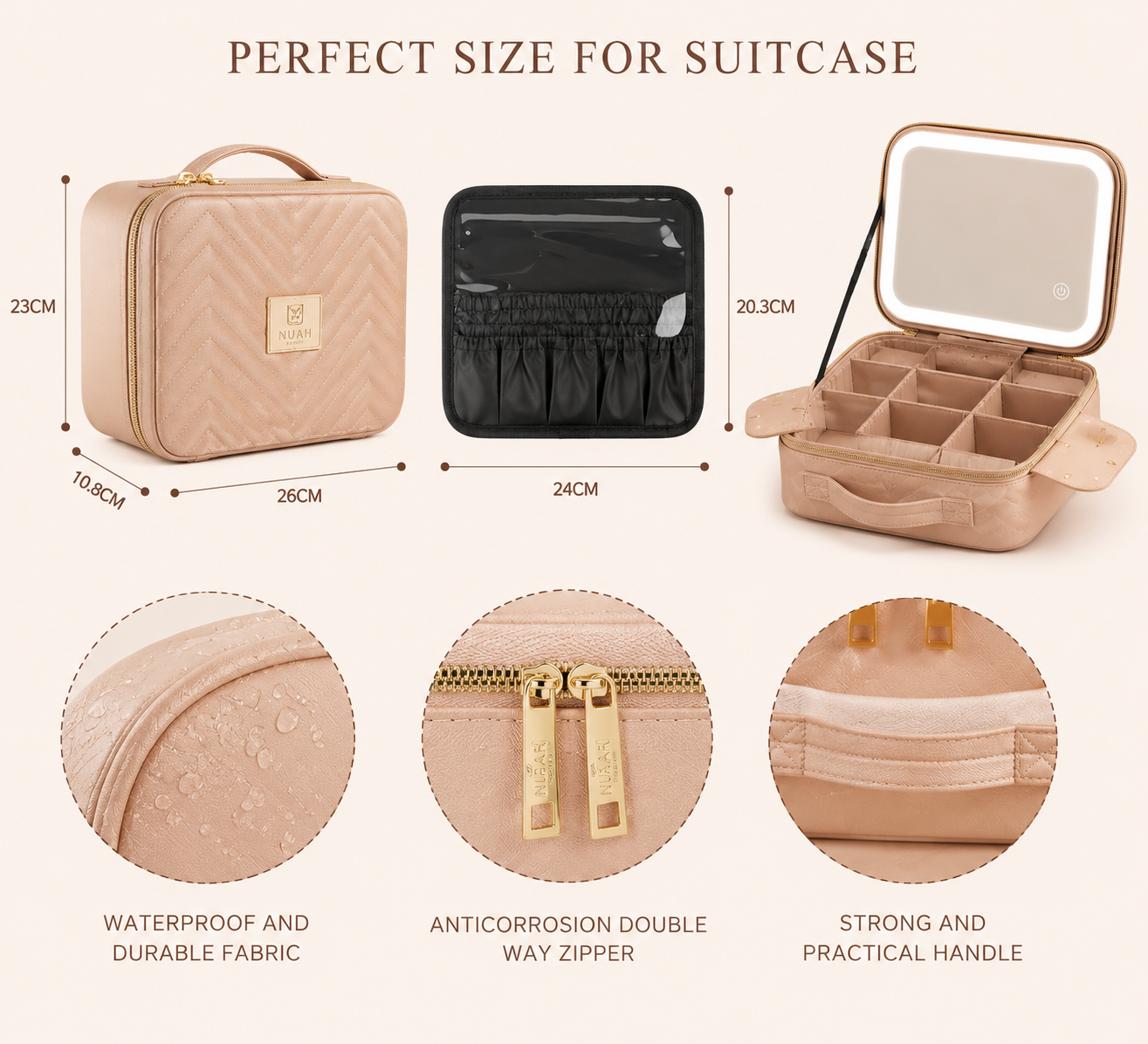 Led Mirror Cosmetic Bag