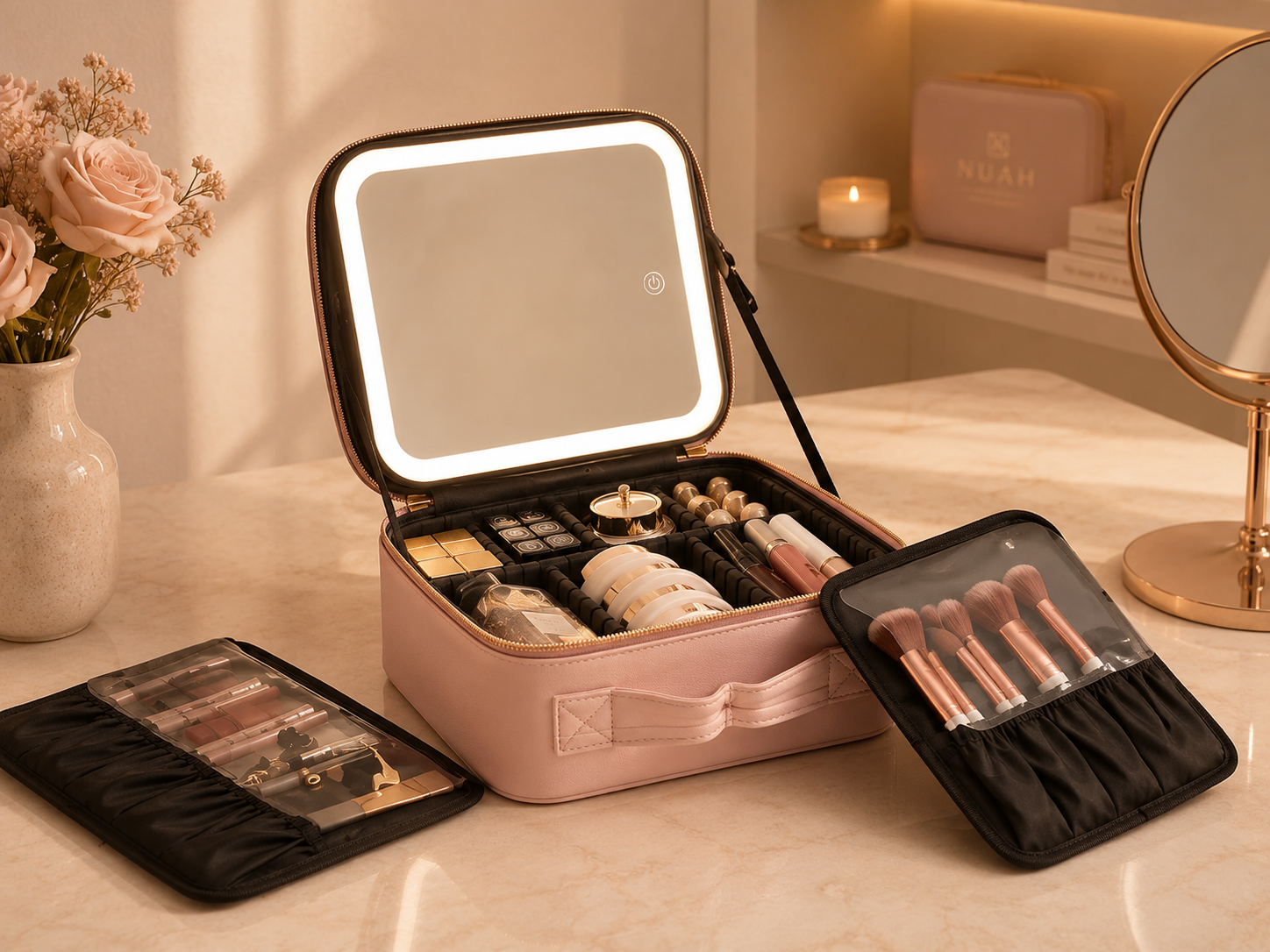 Led Mirror Cosmetic Bag