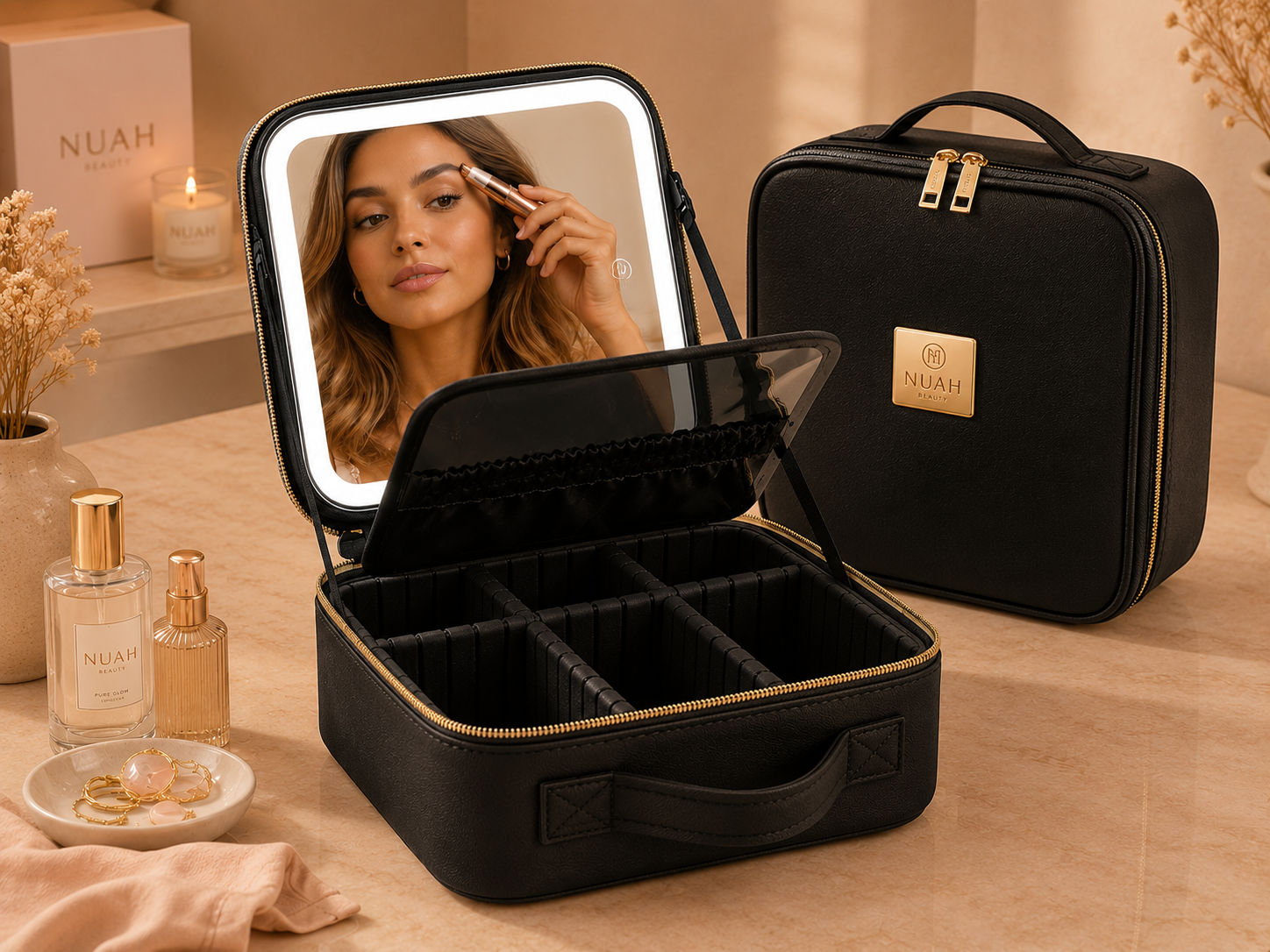 Led Mirror Cosmetic Bag